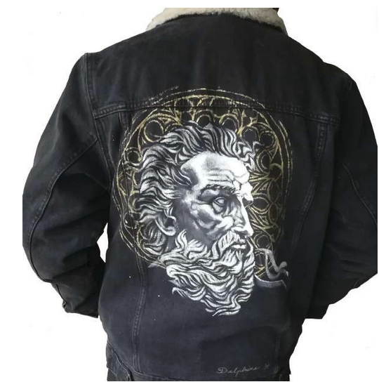 peinture textile sur veste 